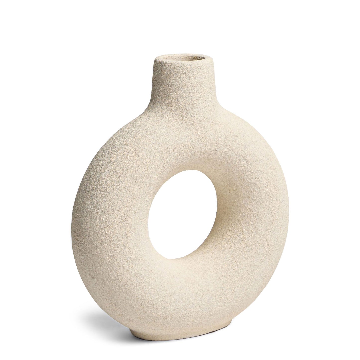 Oona Decorative Modern Medium Ring Vase in White