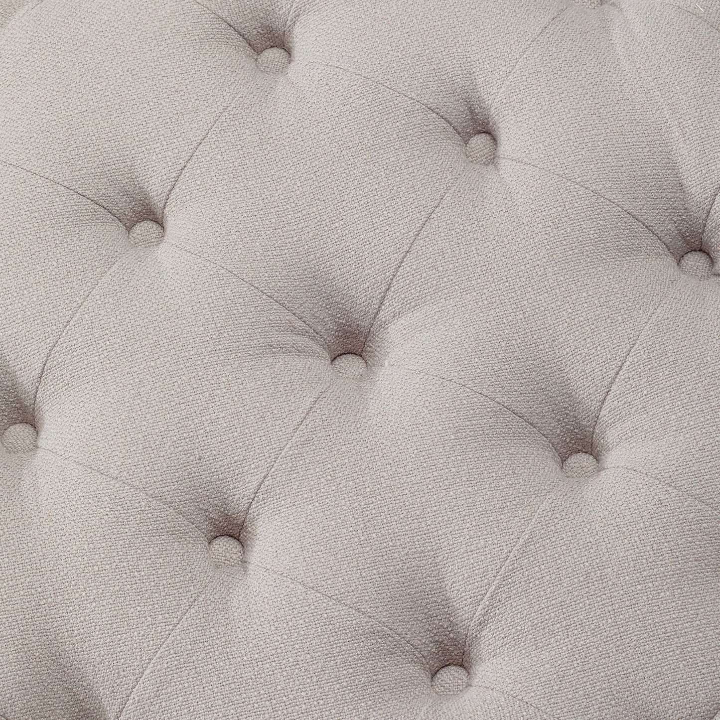 Marcy Classical Round Ottoman in Dove Fabric Upholstery