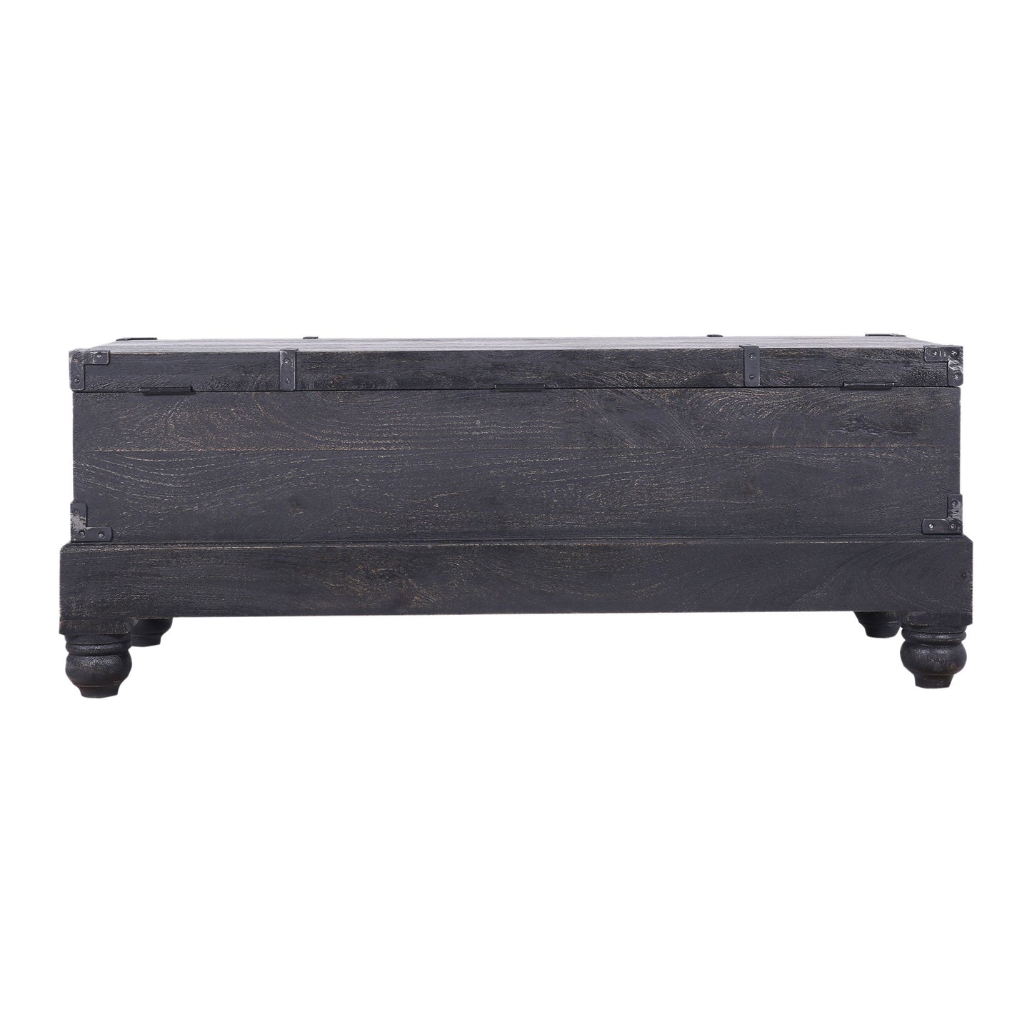 Nerio Nomad Wooden Storage Bench in Black Distressed Finish